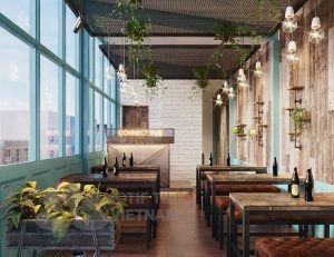Gạch giả cổ ốp tường trang trí quán cà phê