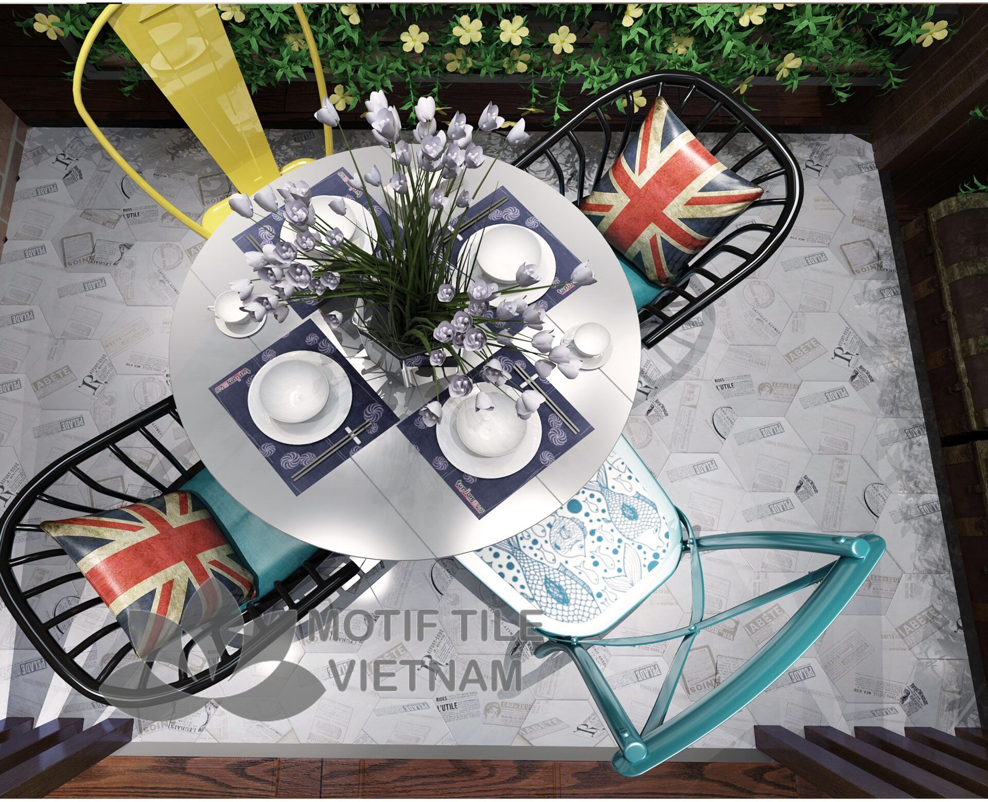 Gạch bông porcelain Hex-PP011 2 Gạch bông porcelain Hex-PP020