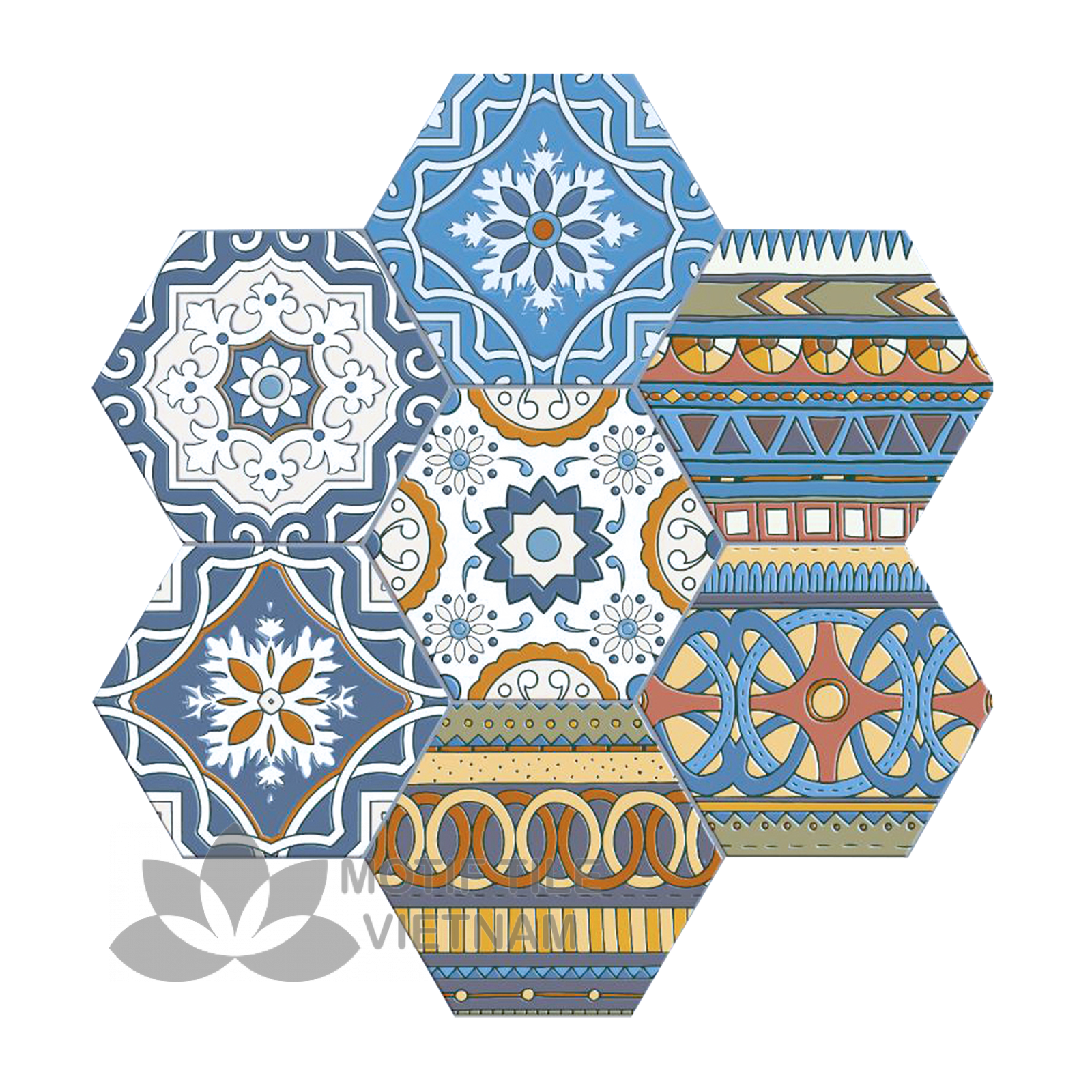 Gạch bông Hex-PP023 1 Gạch bông porcelain Hex-PP023