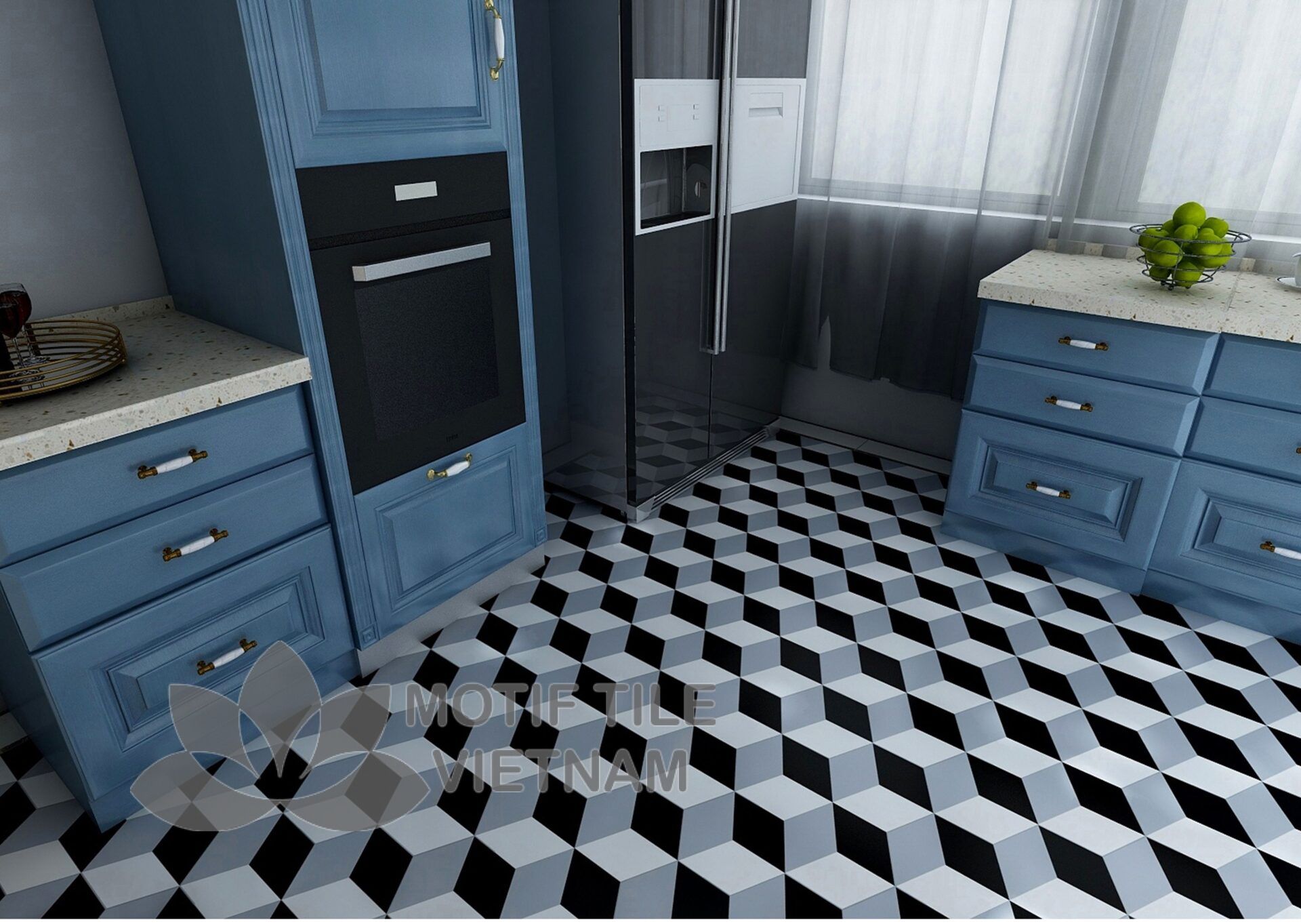 Cách lựa chọn loại gạch lát nền phù hợp cho phòng khách 9 Gạch Bông Porcelain Hex-Pp024