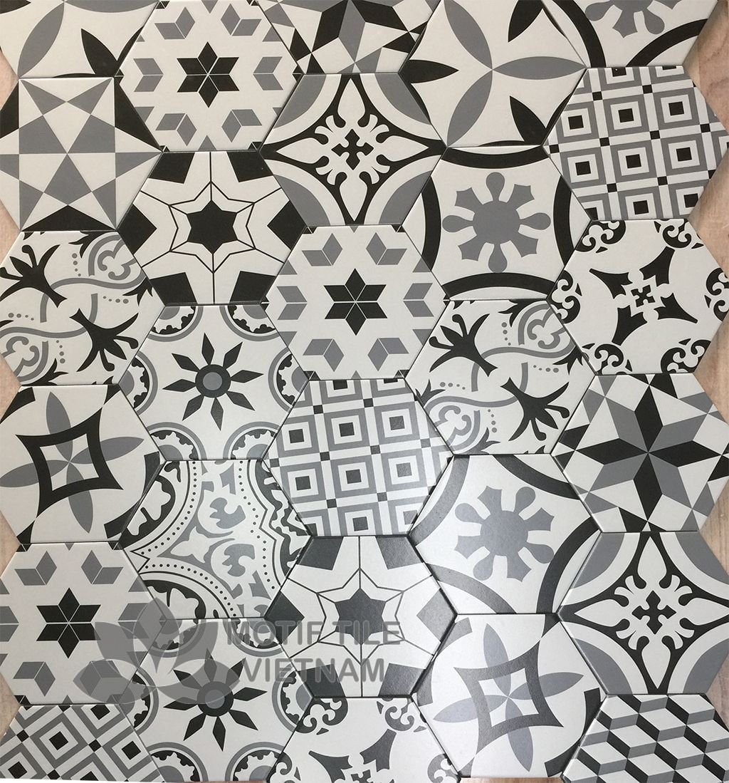 Gạch bông porcelain Hex-PP009 2 Gạch bông porcelain trang trí Hex-PP009