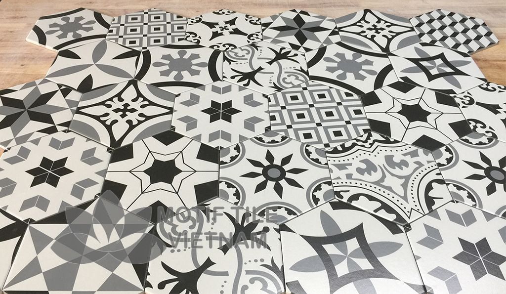Gạch bông porcelain Hex-PP009 3 Gạch bông porcelain trang trí Hex-PP009