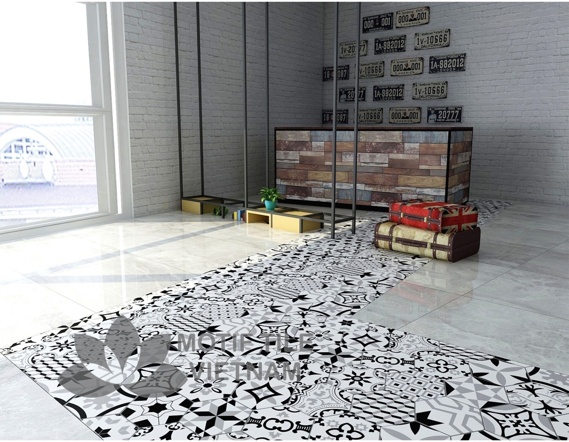 Gạch bông porcelain Hex-PP009 4 Gạch bông porcelain Hex-PP009