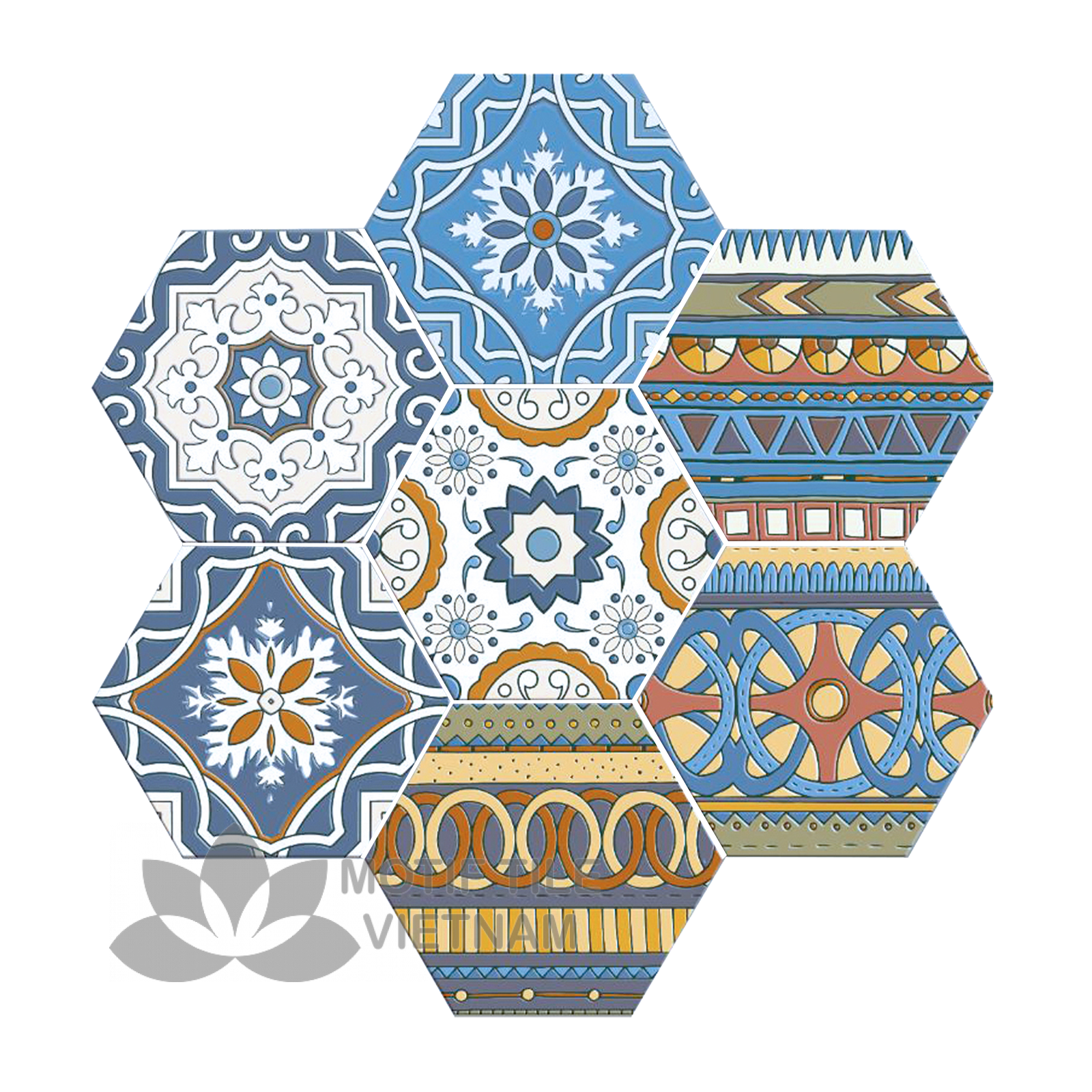 Gạch bông porcelain Hex-PP023 1 Gạch bông porcelain Hex-PP023