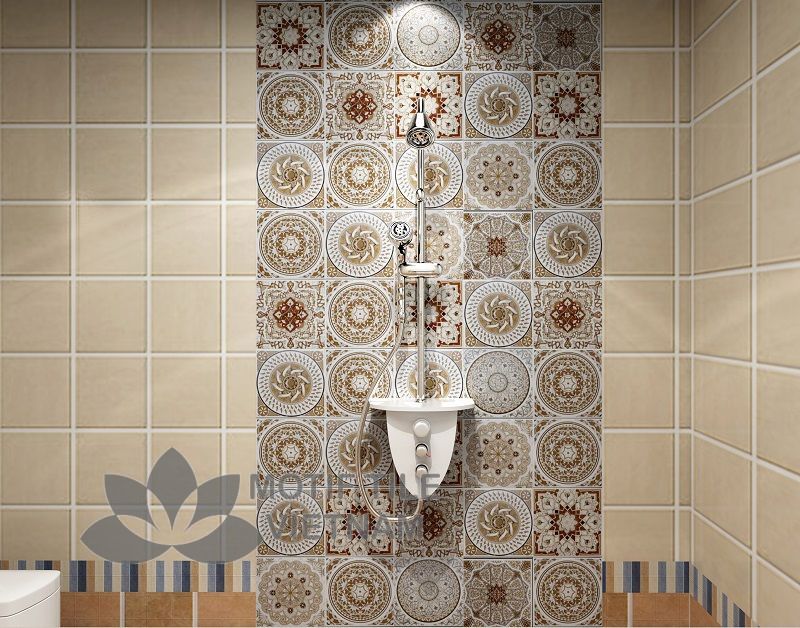 Gạch bông Sqa-PP108 2 Gạch bông porcelain Sqa-PP108 ốp tường nhà tắm