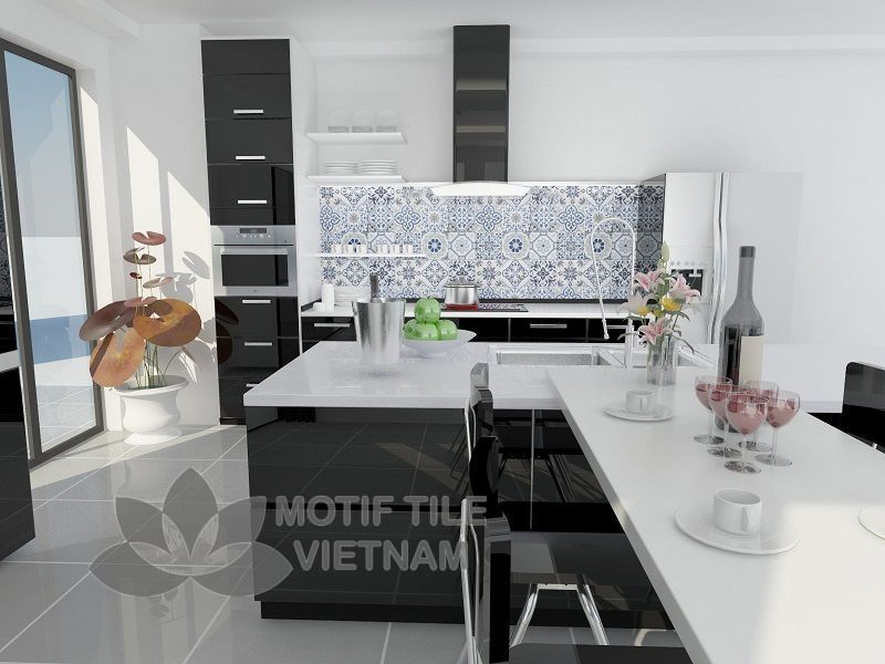 Gạch bông porcelain Sqa-PP109 2 Gạch bông porcelain Sqa-PP108 trang trí nhà bếp