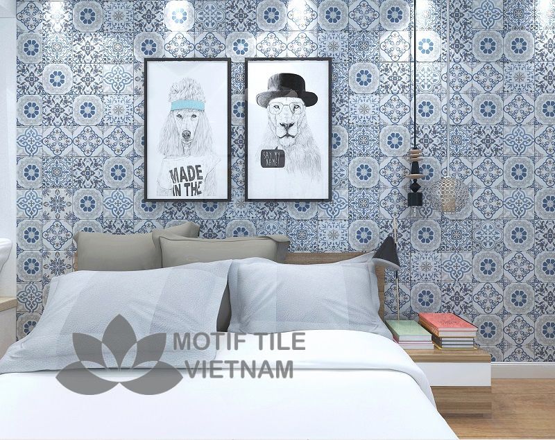 Gạch bông porcelain Sqa-PP109 3 Gạch bông porcelain Sqa-PP108 trang trí phòng ngủ