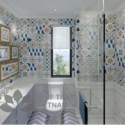 Gạch bông porcelain Sqa-PP108 ốp tường nhà tắm