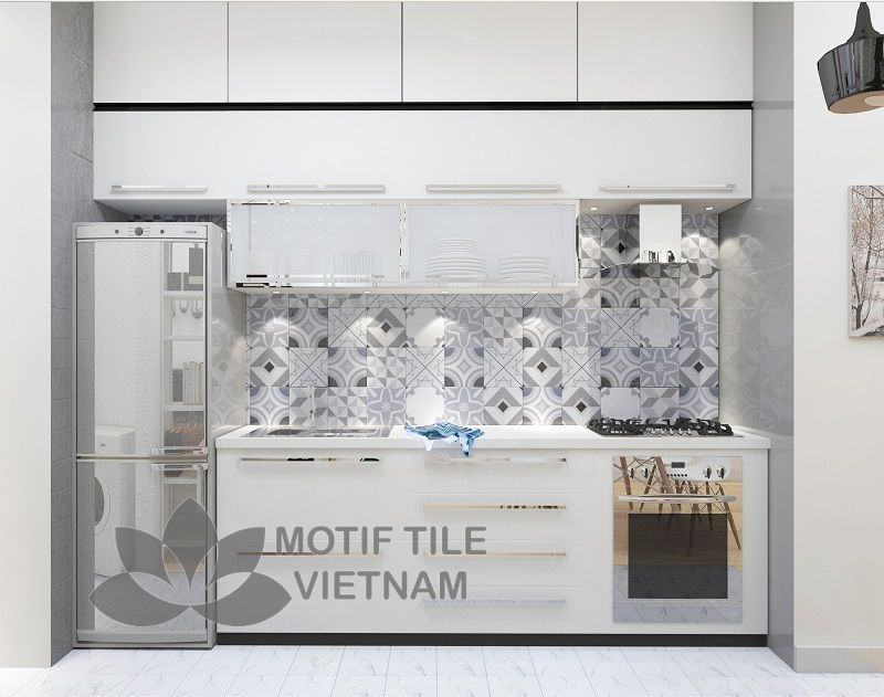 Gạch bông porcelain Sqa-PP114 2 Gạch bông porcelain Sqa-PP114 ốp tường nhà bếp