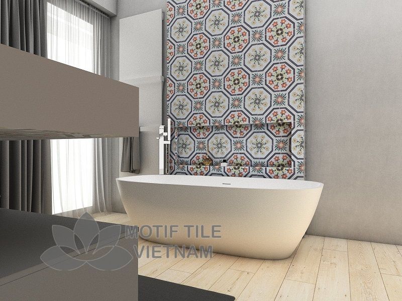 Gạch bông Sqa-PP133W 2 Gạch bông porcelain Sqa-PP133W trang trí nhà tắm