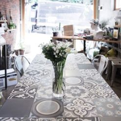 Gạch bông hoa văn tổng hợp màu trắng đen xám