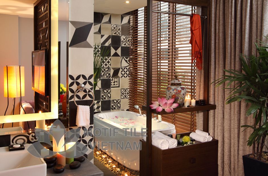 Gạch bông ốp nhà tắm phong cách ngẫu nhiên 1 gạch bông ốp nhà tắm