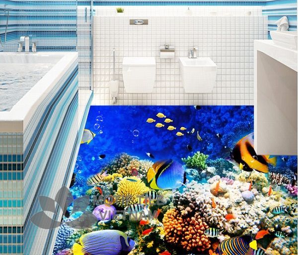 Gạch tranh 3D ốp tường hình đại dương MT-3D1-ĐD 5 Gạch tranh 3D kính cường lực ốp tường chủ đề đại dương