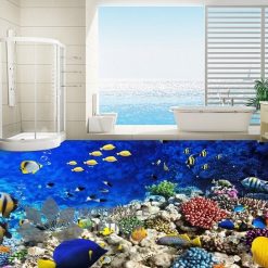 Gạch tranh 3D kính cường lực ốp tường chủ đề đại dương