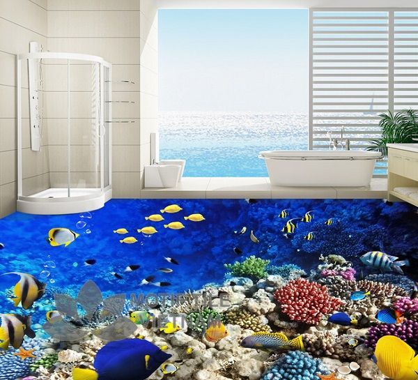 Gạch tranh 3D ốp tường hình đại dương MT-3D1-ĐD 2 Gạch tranh 3D kính cường lực ốp tường chủ đề đại dương