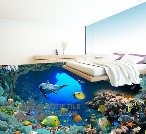 Gạch tranh 3D ốp tường hình đại dương MT-3D1-ĐD 3 Gạch tranh 3D kính cường lực ốp tường chủ đề đại dương