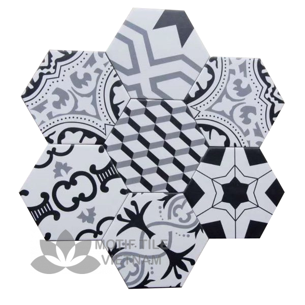 Gạch bông men gốm Hex-PP009 1 Gạch bông porcelain trang trí Hex-PP009