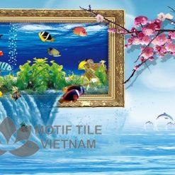 Gạch tranh 3D ốp tường hình đại dương MT-3D1-ĐD 16 Gạch tranh 3D kính cường lực ốp tường chủ đề đại dương