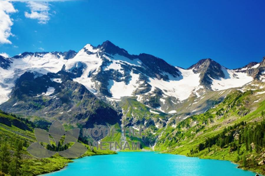 Gạch tranh ốp tường 3D núi tuyết 2 Gach tranh ốp tường 3D núi tuyết