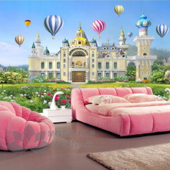 Gạch tranh phủ kính ốp tường kinh khí cầu và vườn hoa