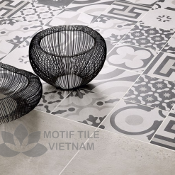 Gạch bông porcelain tông trắng xám đen