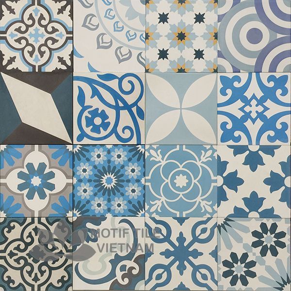 Gạch bông hoa văn tổng hợp màu trắng xanh dương 1 Gạch bông hoa văn tổng hợp màu trắng xanh dương