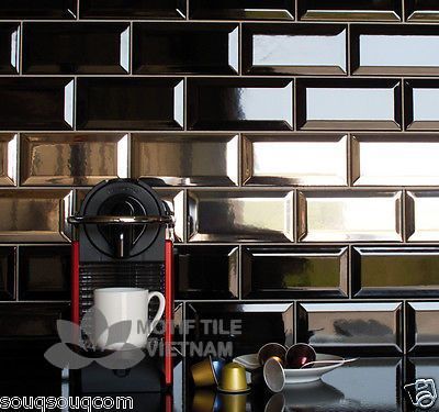 Gạch subway đen bóng vát 10x20cm SW1020V(Black) 6 Gạch subway đen 10x20cm SW1020V(Black) ốp bếp
