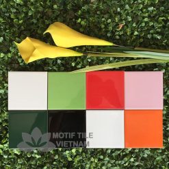 Gạch thẻ ốp tường subway hồng bóng phẳng 15x15cm SW1515(Pink) 7 sw full color Shop gạch trang trí cao cấp