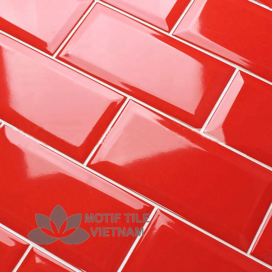 Gạch subway đỏ bóng vát 10x20cm SW1020V(Red) 1 Gạch subway đỏ bóng vát 10x20cm SW1020V(Red)