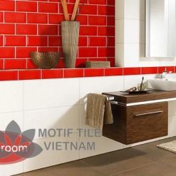 Gạch subway đỏ bóng vát 10x20cm SW1020V(Red) 5 Gạch subway đỏ bóng vát 10x20cm SW1020V(Red)