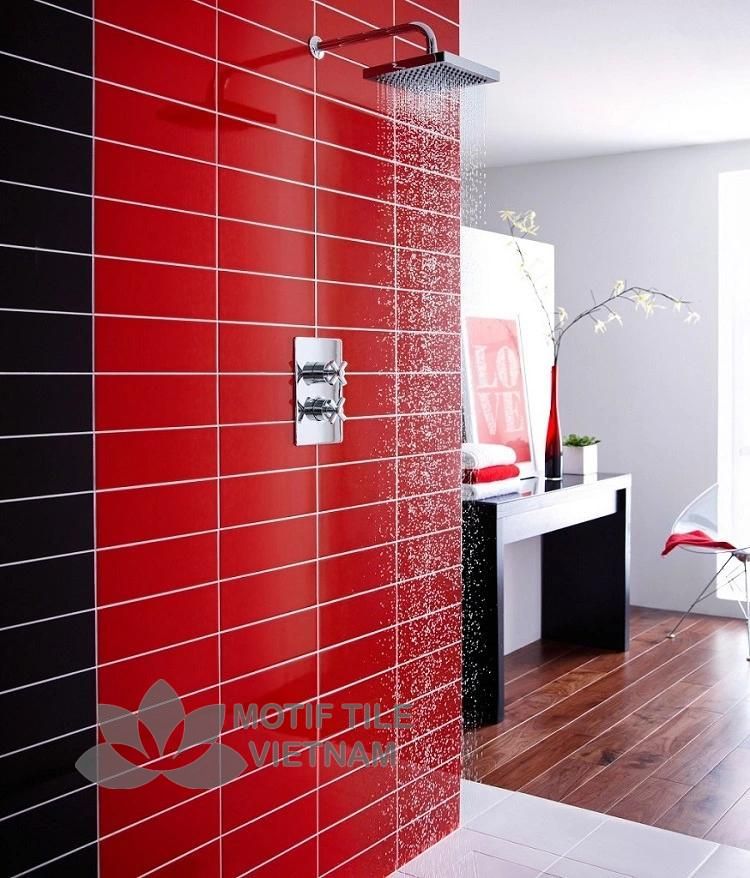 Gạch subway đỏ bóng phẳng 7.5x15cm SW75150(Red) 3 Gạch subway đỏ bóng 7.5x15cm SW75150(Red)