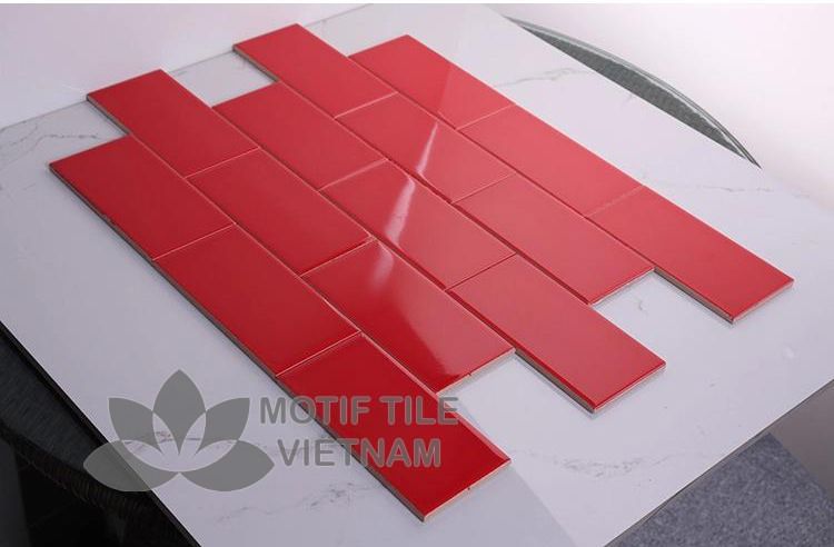 Gạch subway đỏ bóng phẳng 7.5x15cm SW75150(Red) 2 Gạch subway đỏ bóng 7.5x15cm SW75150(Red)