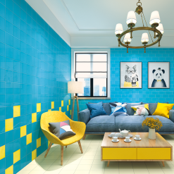 Gạch thẻ ốp tường subway xanh da trời bóng phẳng 15x15cm SW1515(Sky blue)