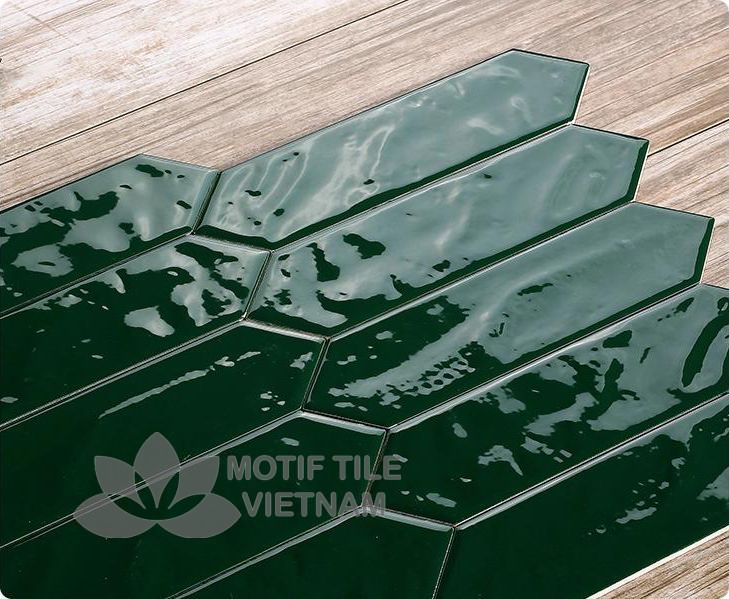 Gạch subway xanh lá đậm bóng xẻ góc 7.5x30cm SW75300X(Dark green) 1 Gạch subway xanh lá đậm bóng xẻ góc 7.5x30cm SW75300X(Dark green)