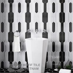 Gạch subway trắng bóng xẻ góc 7.5x30cm SW75300X(White)