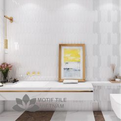 Gạch subway trắng bóng xẻ góc 7.5x30cm SW75300X(White)