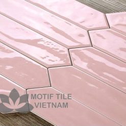 Gạch subway hồng bóng xẻ góc 7.5x30cm SW75300X(Pink)
