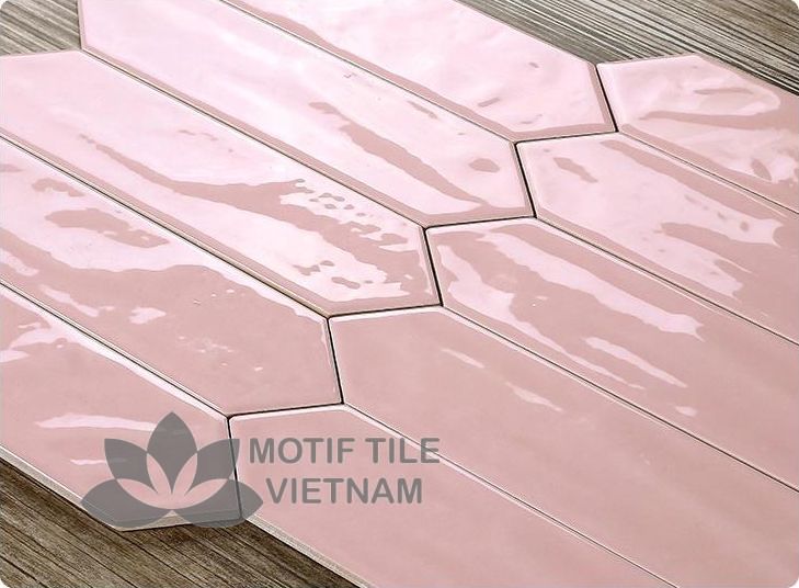 Gạch subway hồng bóng xẻ góc 7.5x30cm SW75300X(Pink) 1 Gạch subway hồng bóng xẻ góc 7.5x30cm SW75300X(Pink)