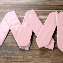 Gạch subway hồng bóng xẻ góc 7.5x30cm SW75300X(Pink)