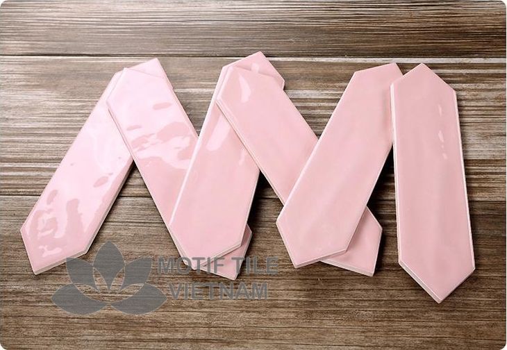 Gạch subway hồng bóng xẻ góc 7.5x30cm SW75300X(Pink) 2 Gạch subway hồng bóng xẻ góc 7.5x30cm SW75300X(Pink)