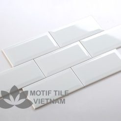 Gạch thẻ ốp tường subway trắng bóng vát 7.5x15cm SW75150V(White)