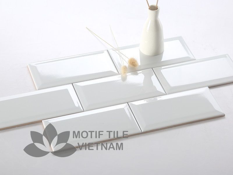 Gạch thẻ ốp tường subway trắng bóng vát 7.5x15cm SW75150V(White) 1 Gạch thẻ ốp tường subway trắng bóng vát 7.5x15cm SW75150V(White)