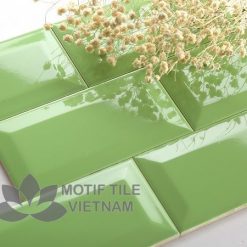 Gạch thẻ ốp tường subway xanh lá bóng vát 7.5x15cm SW75150V(Green)