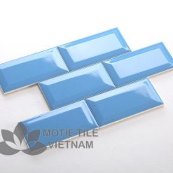 Gạch thẻ ốp tường subway xanh da trời bóng vát 7.5x15cm SW75150V(Blue)