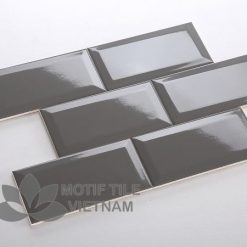 Gạch thẻ ốp tường subway xám nhạt bóng vát 7.5x15cm SW75150V(Gray)
