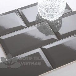 Gạch thẻ ốp tường subway xám nhạt bóng vát 7.5x15cm SW75150V(Gray)