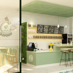 Gạch giả cổ ốp tường trang trí trà sữa