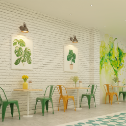 Gạch giả cổ ốp tường trang trí trà sữa