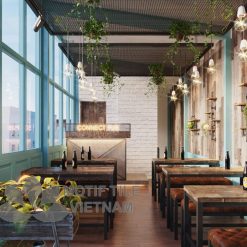 Gạch giả cổ ốp tường trang trí quán cà phê