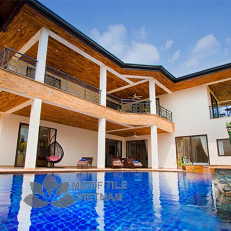 Gạch mosaic thủy tinh 48x48x4mm MT-MH 4802 4 Gạch mosaic MT-MH 4802 lát hồ bơi